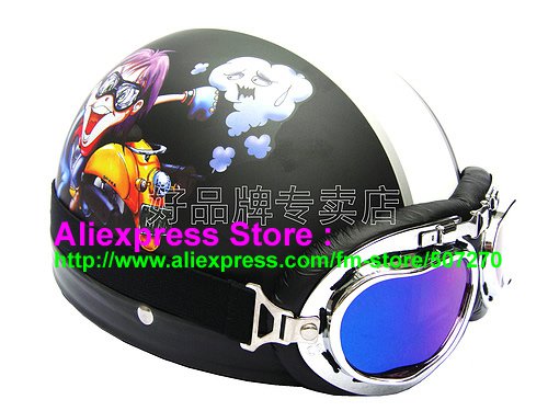 P.63 ABS Half Bol Cycling Open Face Motorcycle Matt Black # Motor Boy Helmet Casco Casque & Goggles
