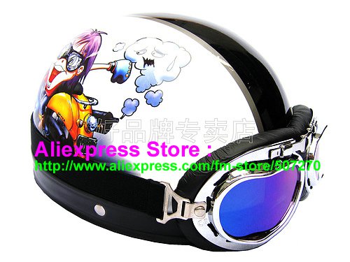 P.81 ABS Half Bol Cycling Open Face Motorcycle White # Motor Boy Helmet Casco Casque & Goggles
