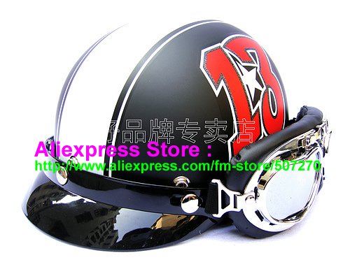 P.83 ABS Half Bol Cycling Open Face Motorcycle Matt Black # Red 13 Helmet Casco Casque & Goggles