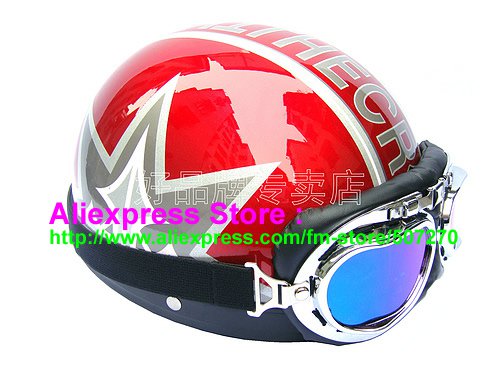 P.96 ABS Half Bol Cycling Open Face Motorcycle Red # character Helmet Casco Casque & Goggles