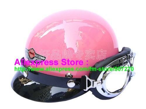 P.98 ABS Half Bol Cycling Open Face Motorcycle Full Pink Helmet Casco Casque & Goggles