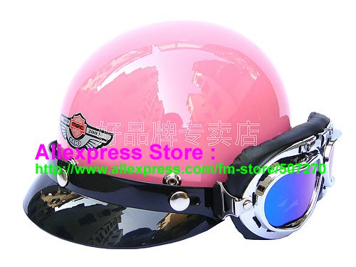 P.99 ABS Half Bol Cycling Open Face Motorcycle Full Pink Helmet Casco Casque & Goggles