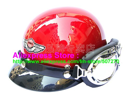 P.101 ABS Half Bol Cycling Open Face Motorcycle Full Red Helmet Casco Casque & Goggles