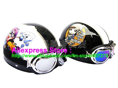 A.16- 2 Unit ABS Half Bol Vespa Cycling Open Face Motorcycle White + Black Helmets & Goggles