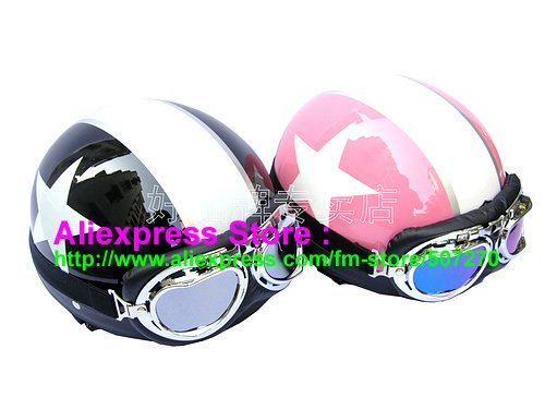 A.17- 2 Unit ABS Half Bol Vespa Cycling Open Face Motorcycle Black + Pink Helmets & Goggles