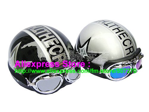 A.39- 2 Unit ABS Half Bol Vespa Cycling Open Face Motorcycle Black + Silver Helmets & Goggles