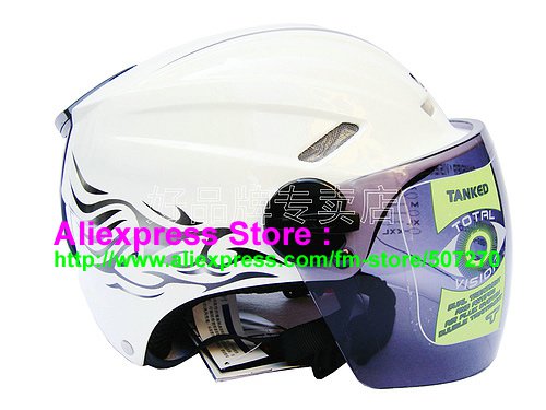 New Germany "Tanked 501" Half Vespa Motorcycle Open Face Racing Cycling White Helmet