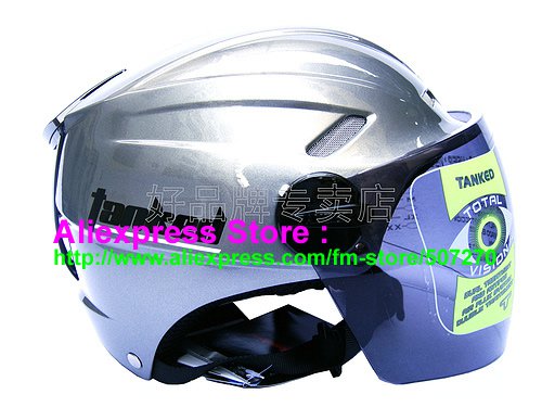 New Germany "Tanked 501" Half Vespa Motorcycle Open Face Racing Cycling Silver Helmet