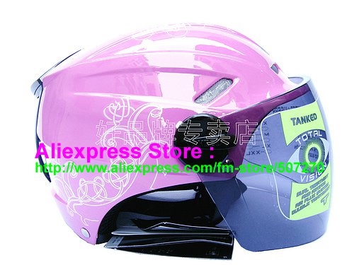 New Germany "Tanked 501" Half Vespa Motorcycle Open Face Racing Cycling Pink Helmet