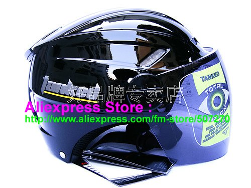 New Germany "Tanked 501" Half Vespa Motorcycle Open Face Racing Cycling Black Helmet