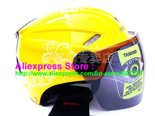 New Germany "Tanked 501" Half Vespa Motorcycle Open Face Racing Cycling Yellow Helmet
