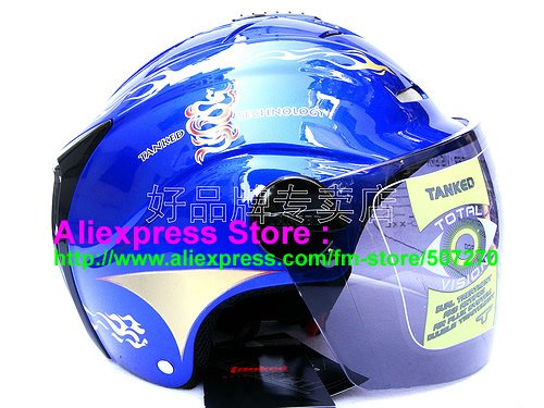 New Germany "Tanked 502" Half Vespa Motorcycle Open Face Racing Cycling Blue Helmet