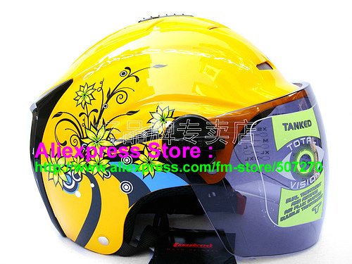 New Germany "Tanked 502" Half Vespa Motorcycle Open Face Racing Cycling Yellow Helmet