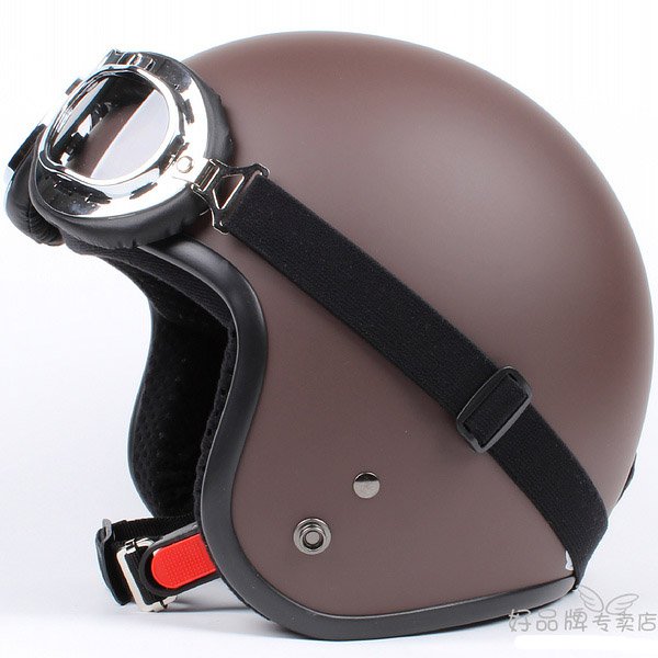 H.118 Taiwan " SYC " Scooter Half Face Motorcycle Matt Brown Coffee Helmet & UV Goggles