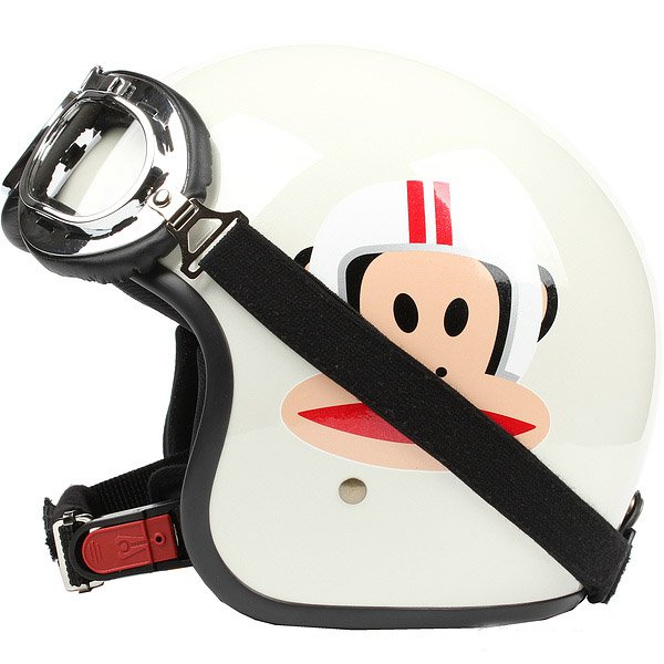 H.128 Taiwan "EVO" Scooter Casque Open Face Casco Motorcycle "Monkey" Bright White Helmet & Goggles