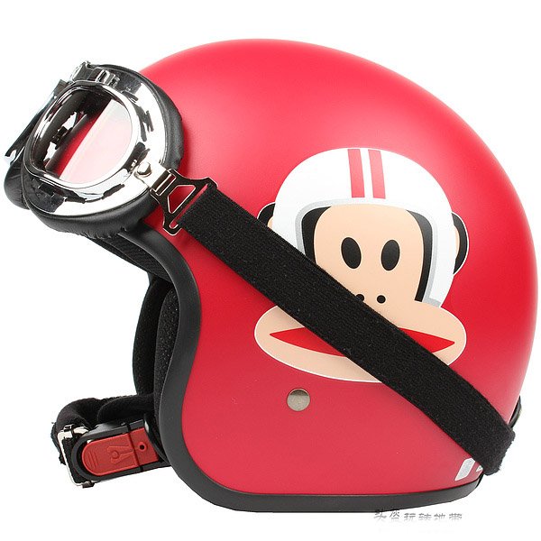 H.129 Taiwan "EVO" Scooter Casque Open Face Casco Motorcycle "Monkey" Matt Red Helmet & Goggles