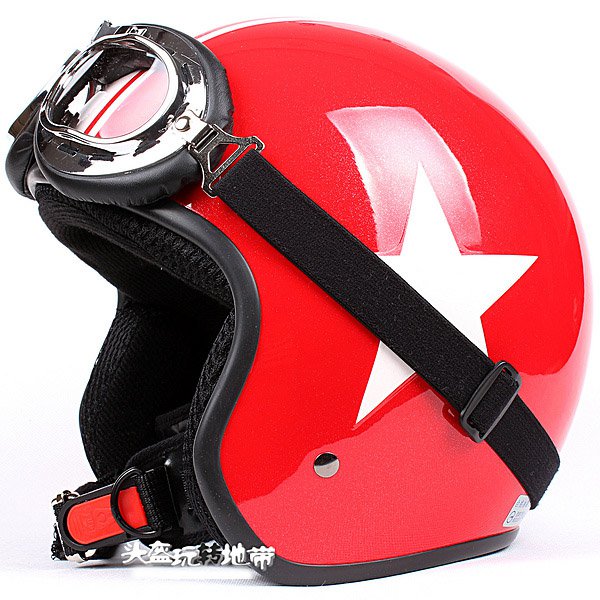 H.148 Taiwan " EVO " Casco off road Casque Motorcycle Gloss Red # White Star Helmet & Goggles