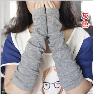 Grey lady Fingerless Warmer Mitten long gloves wrist cover arm Half glove with Women fingers