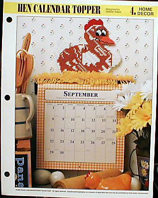 Hen Calendar Topper - Plastic Canvas Pattern