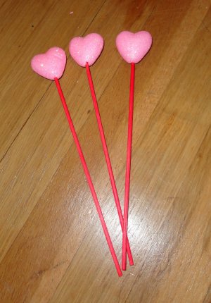 3 Styrofoam Pink Glitter hearts