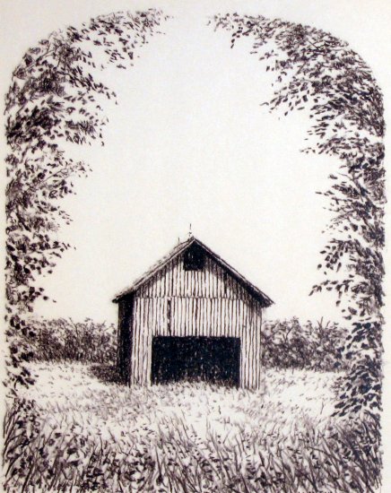 A Barn Drawing by Artist Martin L. Klein