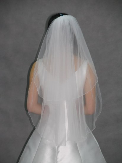 New 2 Tier Ivory Elbow Wedding Bridal Veil Pencil Edge V57i
