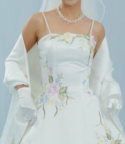 NEW PASTEL COLOR EMBROIDERED IVORY WEDDING DRESS BRIDAL GOWN SIZE 4