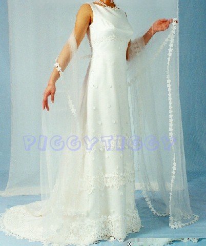 NEW SHEATH STYLE Wedding Gown Bridal Dress ELEGANT & CHIC SIZE 14 **Free Mantilla Veil**