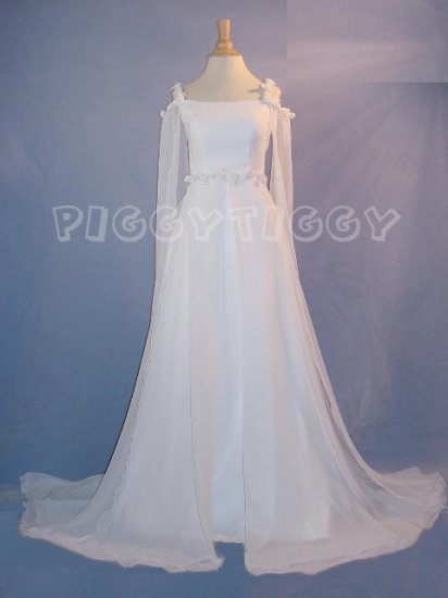 BRAND NEW ROMANTIC RENAISSANCE STYLE CHIFFON WEDDING DRESS GOWN SIZE 10