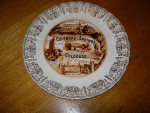 1940's Colorado Springs Collector Plate With Gold Trim