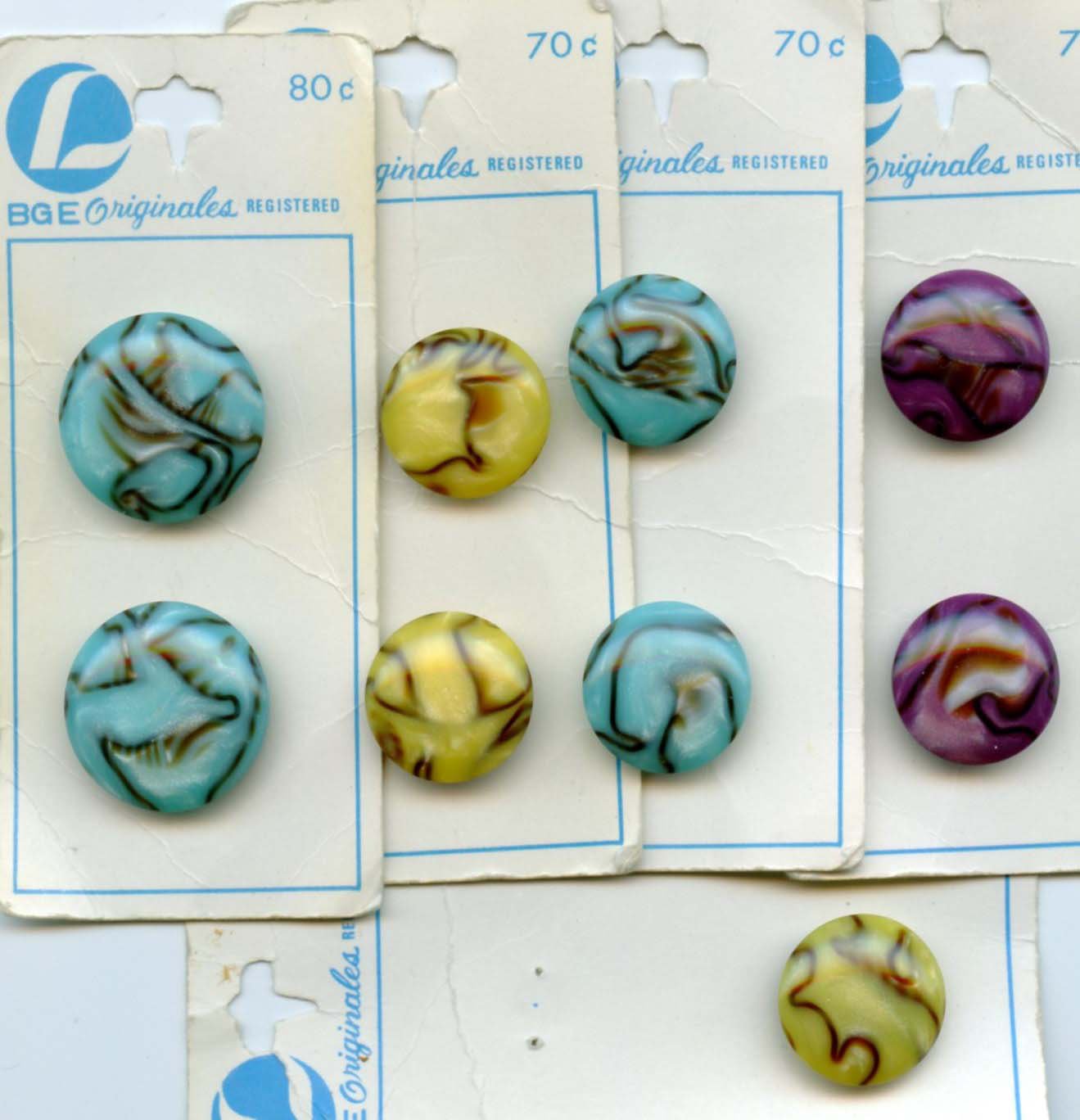 Vintage plastic buttons on original cards