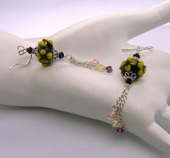Wine Moxie ~ Lampwork Earrings - 925 silver