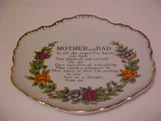 PORCELAIN MOTHER & DAD TRIBUTE POEM PLATE