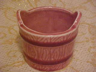 NORCREST JAPAN PINK POTTERY BUCKET CANDY BOWL PLANTER