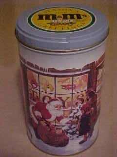 M&M PEANUT CANDY CHRISTMAS COLLECTIBLE ADVERTISING TIN