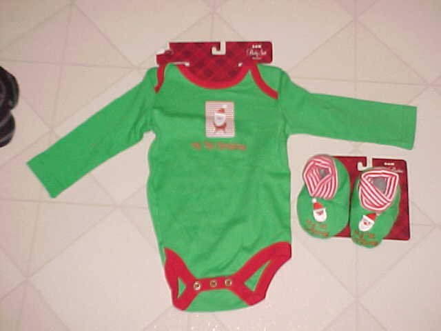 NEW MY 1ST CHRISTMAS SZ 3-6 MO CREEPER ROMPER & BOOTIES