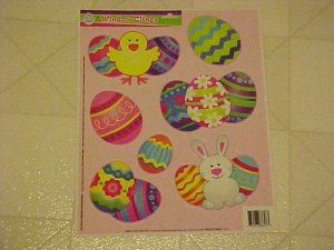 BRAND NEW COLORFUL EASTER BUNNY EGGS WINDOW CLINGS