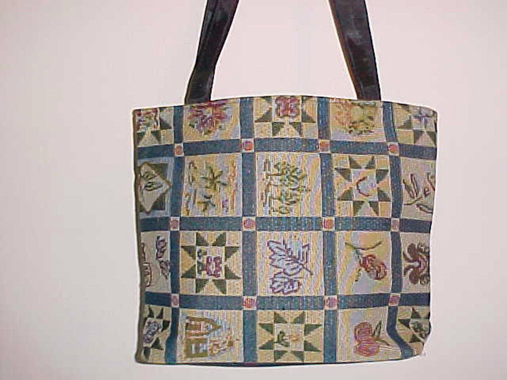 NEW Colony One Zippered Lined Patchwork Pattern Tapestry Purse Handbag Tote Bag