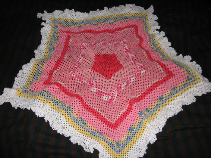 Star Shades of pink thread baby blanket