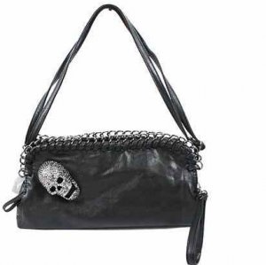 Black purse with skull detail