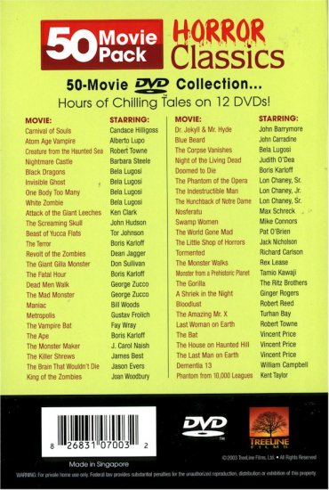 50 Movie Pack Horror Classiscs