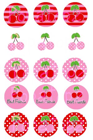 Cherry Girl Digital Bottlecap Images 1 Inch Circle