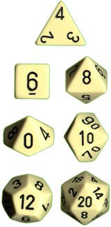 Chessex Opaque Ivory with Black 7-dice Polyhedral RPG Dice Set