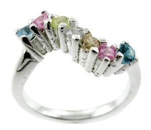 AMAZING CREATED MULTI GEMS STERLING 925 SILVER RING