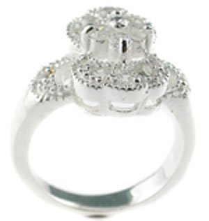 ATTRACTIVE 925 SILVER RING WITH CREATED DIAMOND