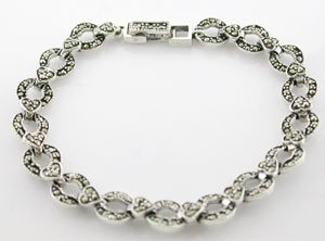 ELEGANT GENUINE MARCASITE STERLING 925 SILVER BRACELET