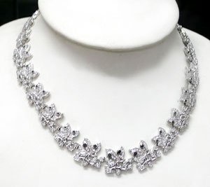 ELEGANT 925 STERLING SILVER CHAIN WITH GENUINE BLACK SAPPHIRE & CREATED DIAMOND