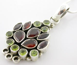 ADORABLE GENUINE TWIN COLOR GEM STERLING 925 SILVER PENDANT