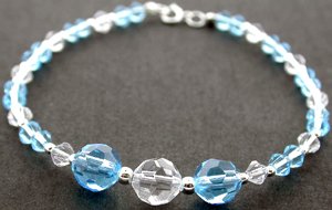 AMAZING CREATED AQUAMARINE & DIAMOND 925 Silver BRACELET