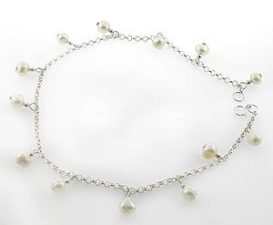 BEAUTIFUL CREATED WHITE PEARL STERLING 925 SILVER BRACELET